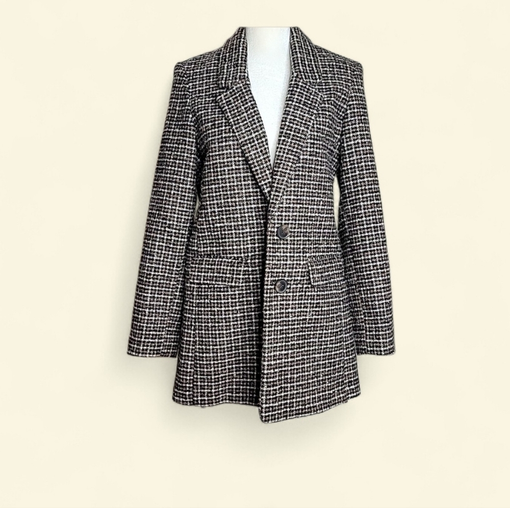 Oversized Plaid Soft-Brushed Tweed Blazer for Women - Picture 3 of 6